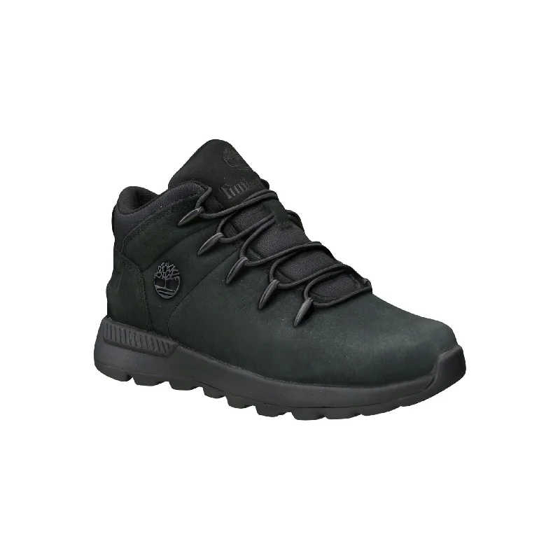 Trendy boots with faux fur for cold weather hikes-Timberland Sprint Trekker Jet Black Leather Kids Mid Boots