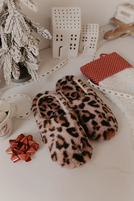 Fuzzy Pink Leopard Slippers - FINAL SALE