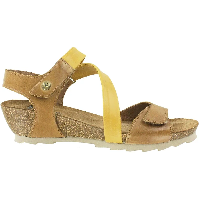 sandals with supportive soles for walking -Women's Wanda Panda Bilma 2 Cuero Tan/Mustard Leather