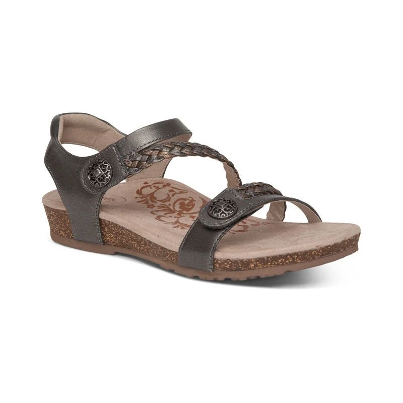 sandals for comfort all day long -Jillian Braided Quarter Strap Sandal Gunmetal