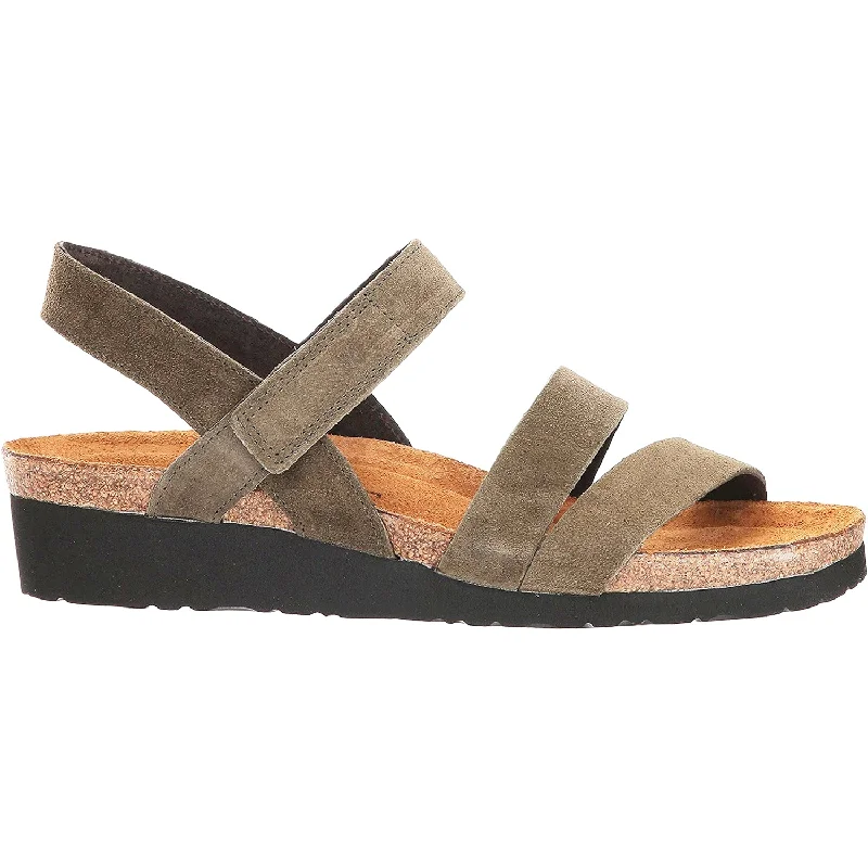 sandals with comfortable footbed for sightseeingWomen's Naot Kayla Olive Suede