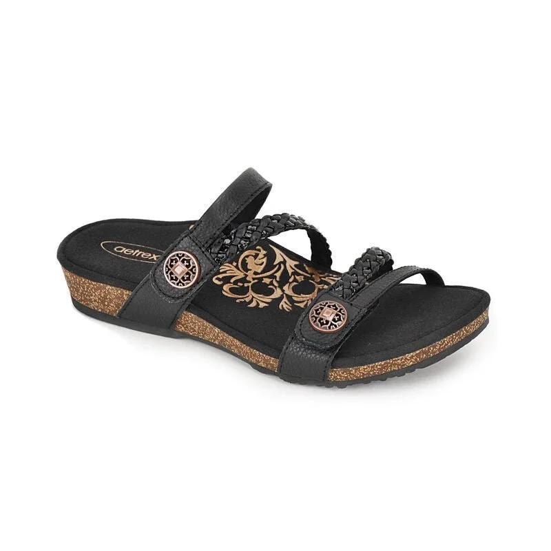 sandals for long beach walks -Janey Braided Slide Black