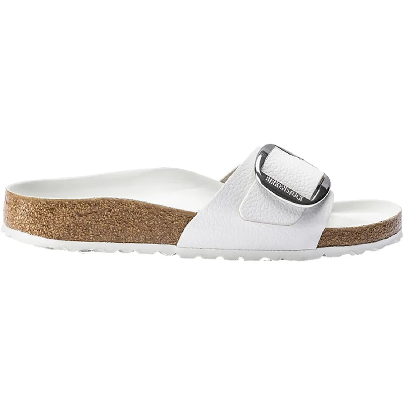 sandals for a comfortable fit all day -Women's Birkenstock Madrid Big Buckle White Leather