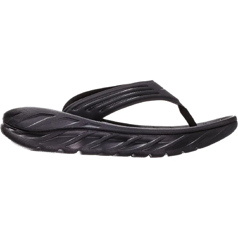 colorful sandals for women -Men's Hoka One One Ora Recovery Flip Black/Dark Gull Grey Fabric