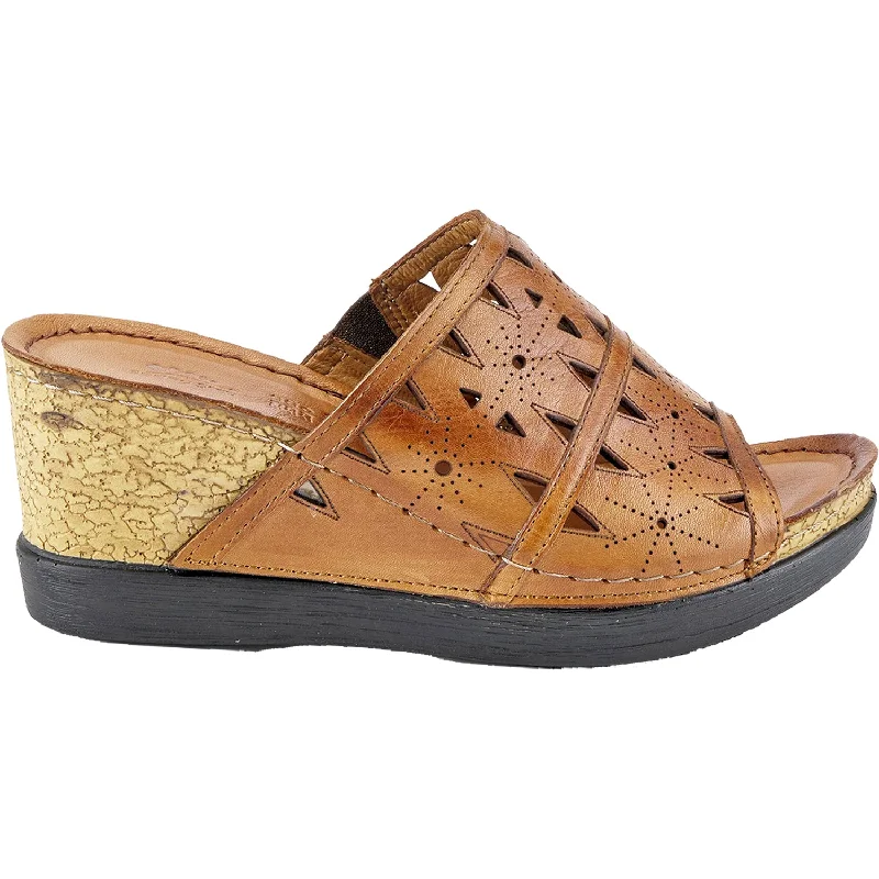 sandals for traveling in comfort and styleWomen's Spring Step Fusawedge Camel Leather