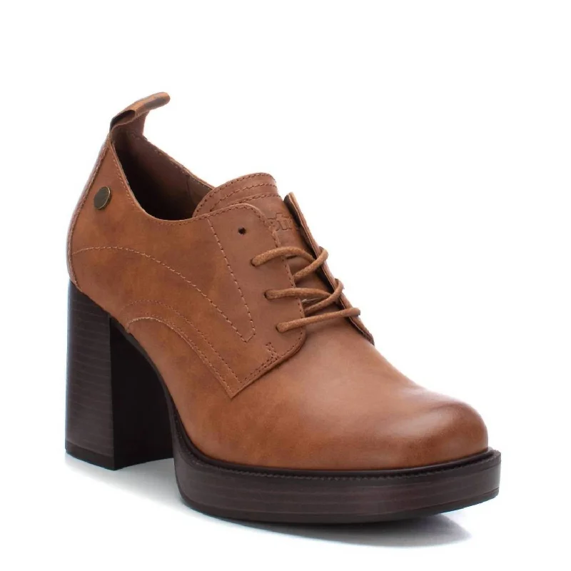 Women's Heeled Oxfords In Camel