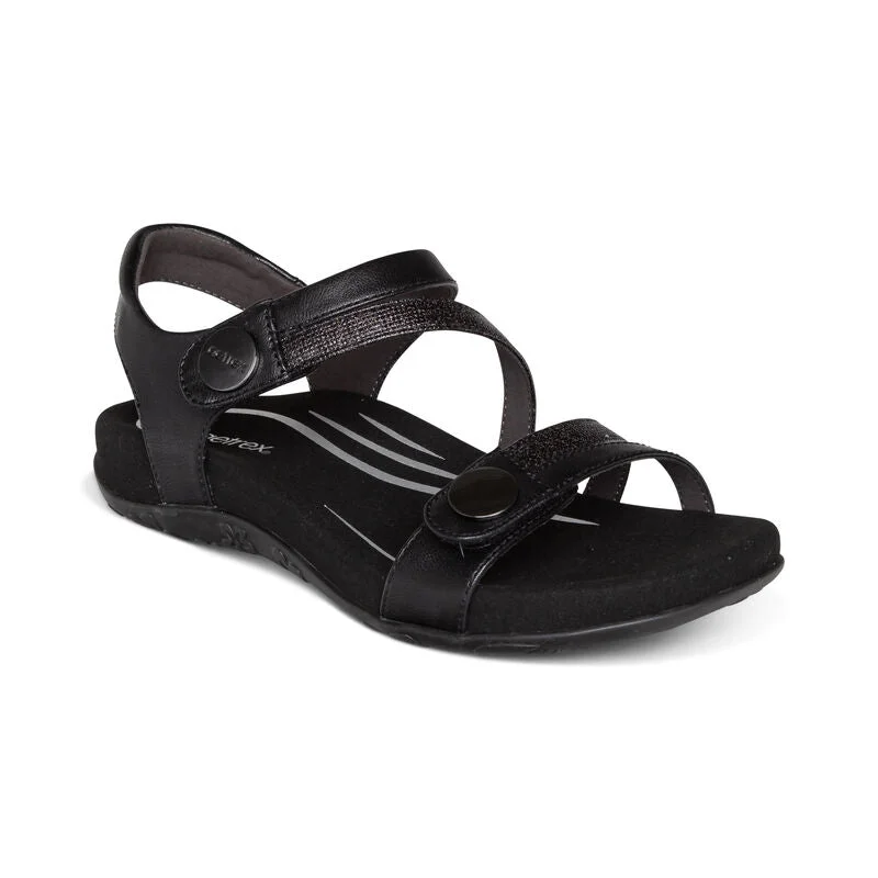 sandals for outdoor adventures -Jess Adjustable Quarter Strap Sandal Black