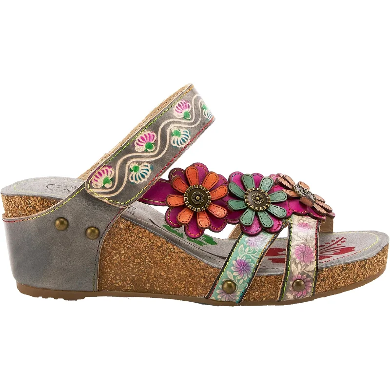 sandals for walking in hot weather with easeWomen's L'Artiste by Spring Step Delight Grey Multi Leather