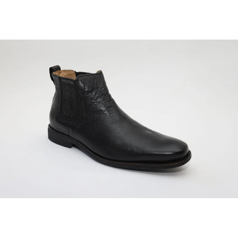 Ankle boots for girls-Savelli 6713 Mens Black Leather Pull On Chelsea Boots