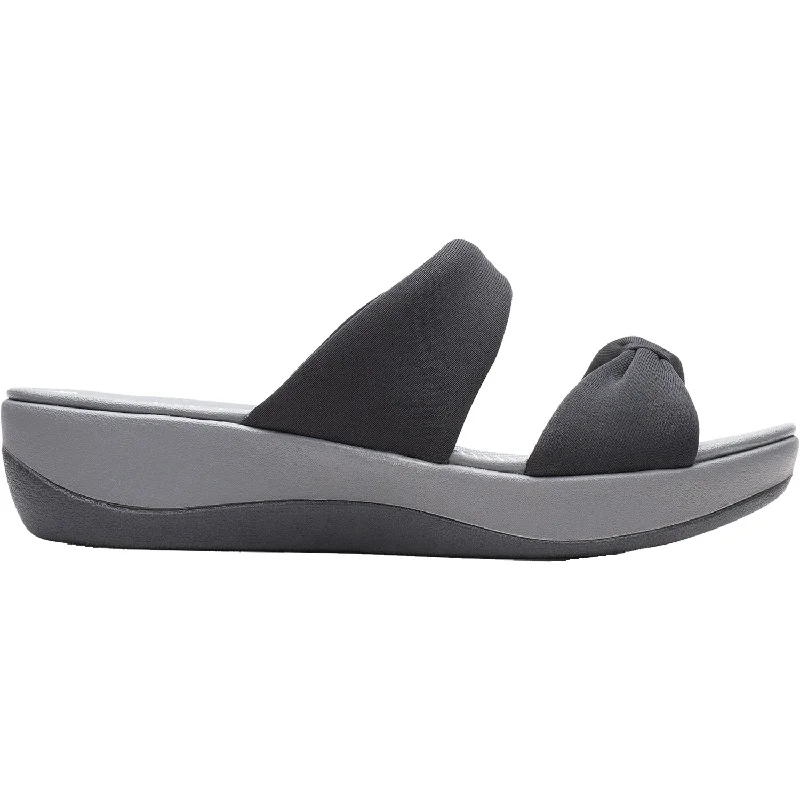 sandals for summer vacations -Women's Clarks Cloudsteppers Arla Coast Black Fabric