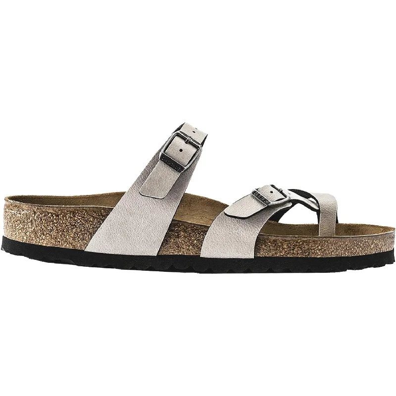 lightweight sandals with adjustable fit -Women's Birkenstock Mayari Stone Birko-Flor Pull Up