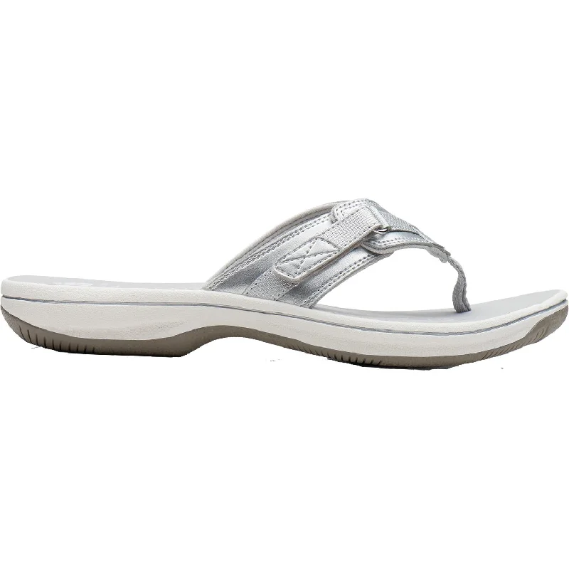 sandals for walking comfortably on coastal pathsWomen's Clarks Cloudsteppers Breeze Sea H Silver Synthetic