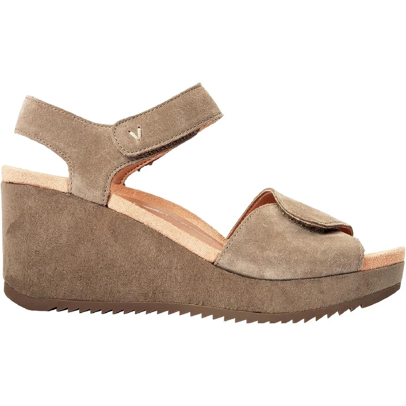 comfortable sandals for sightseeing in comfort -Women's Vionic Astrid II Dark Taupe Suede