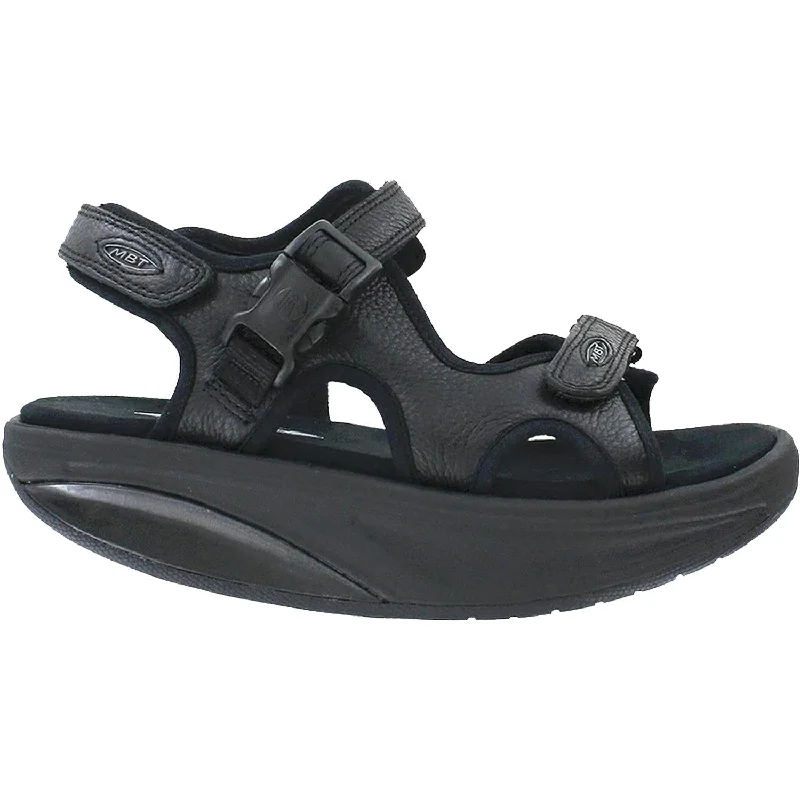 sandals for comfortable use in hot weatherWomen's MBT Kisumu 3S Black Leather