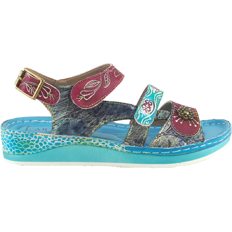 sandals for versatile outdoor useWomen's L'Artiste by Spring Step Sumacah Aqua Multi Leather