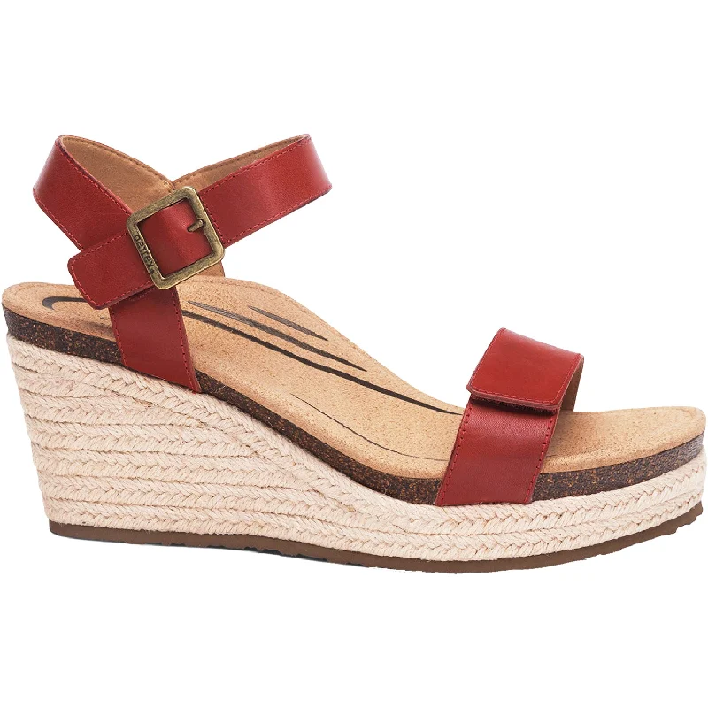 lightweight sandals for travel -Women's Aetrex Sydney Red Leather