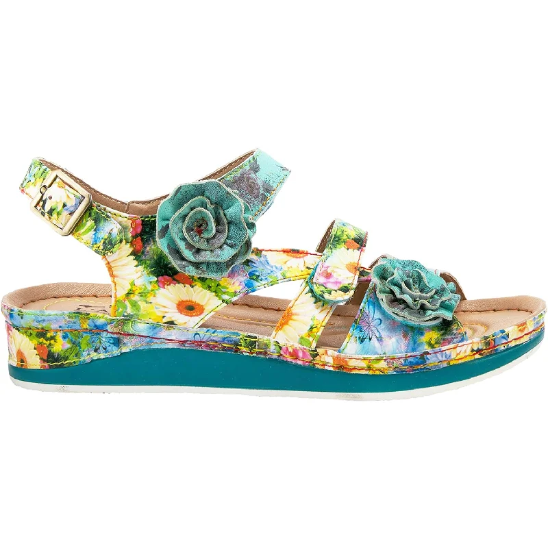 sandals for exploring the coastline in styleWomen's L'Artiste by Spring Step Joelina Turquoise Multi Leather