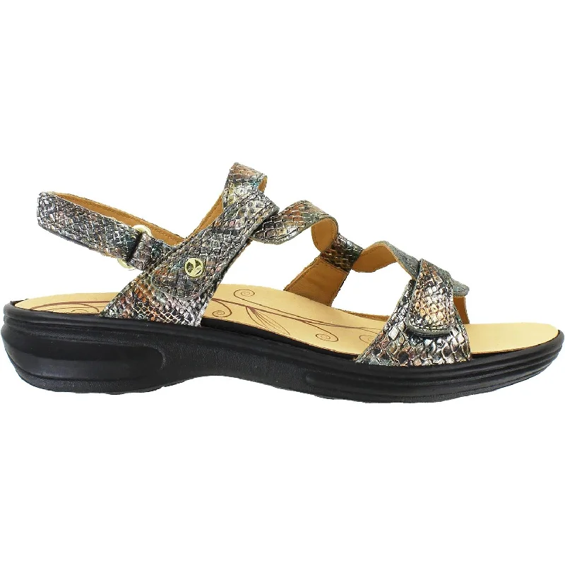 comfortable sandals with breathable footbed -Women's Revere Emerald Peacock Python Leather