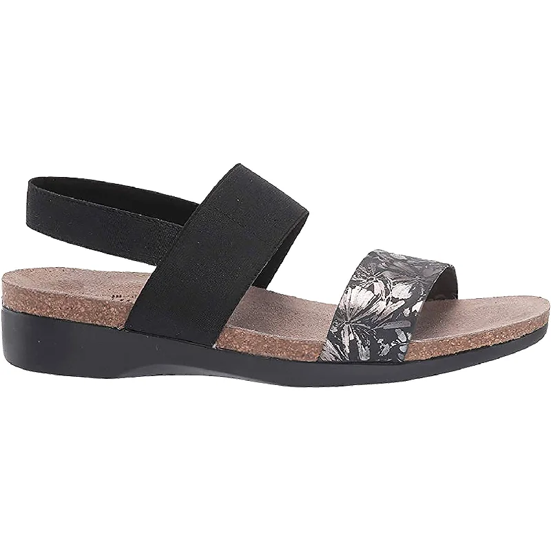 sandals for coastal walks and sunny strollsWomen's Munro Pisces Black Floral Print Leather