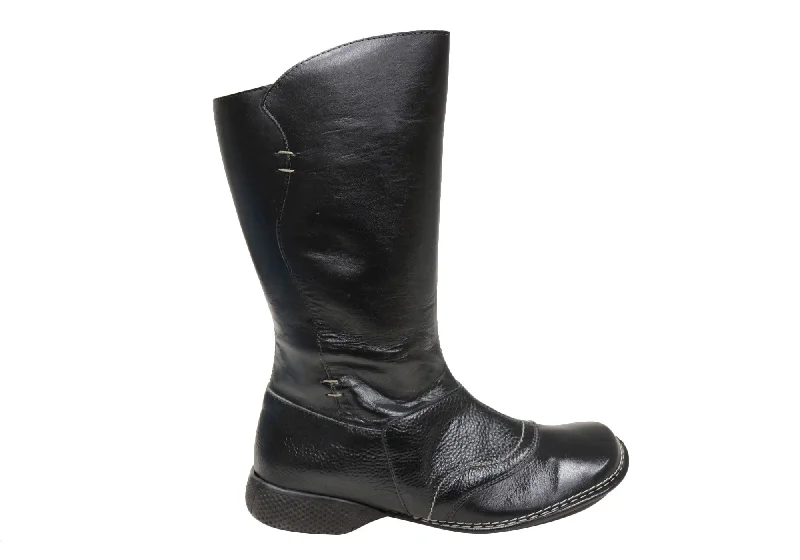 Trendy high heel boots for snow days-J Gean Lozza Womens Comfortable Leather Mid Calf Boots Made In Brazil