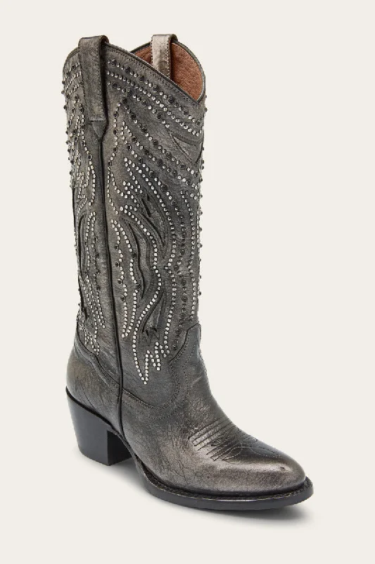 Tall boots with zipper-Shelby Studded