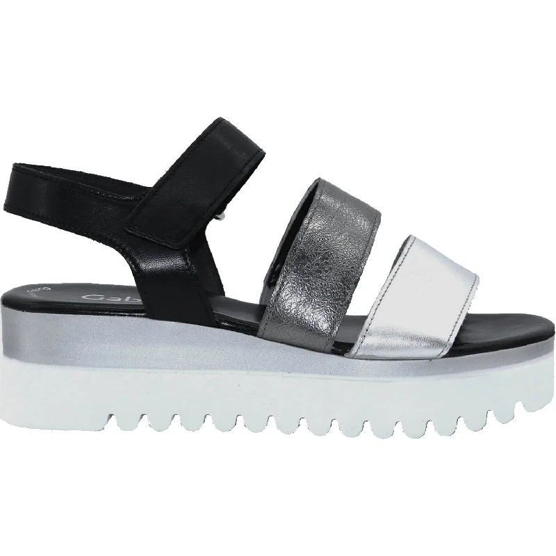 sandals for exploring tropical destinationsWomen's Gabor 84.610.61 Silver/Stone/Black Leather