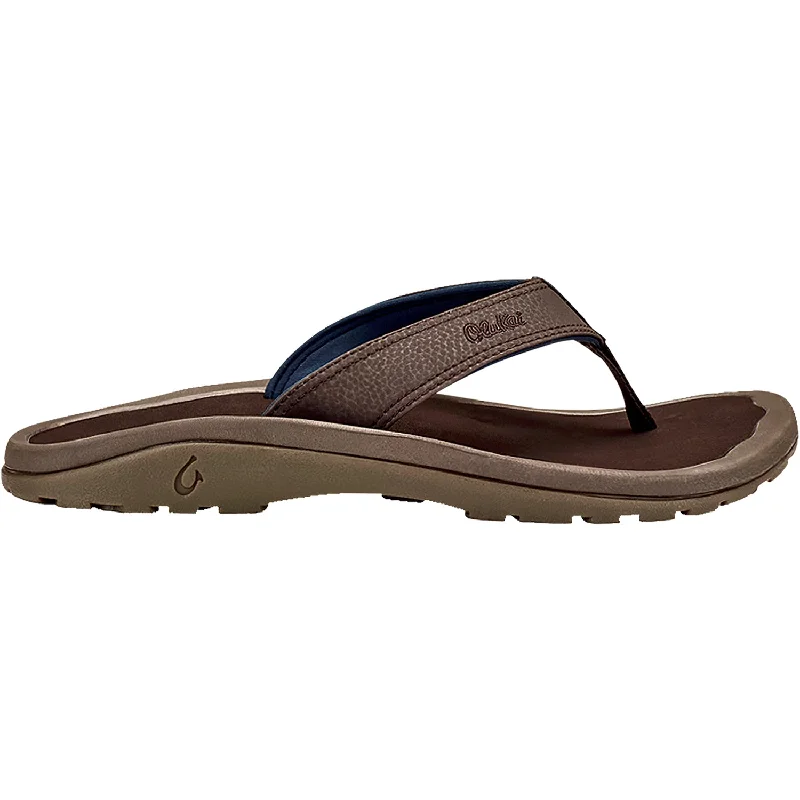 sandals for active outdoor walking in comfortMen's OluKai Ohana Dark Wood/ Dark Wood Synthetic