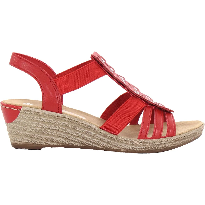 stylish sandals for women -Women's Rieker 62436-33 Fanni 36 Red Synthetic