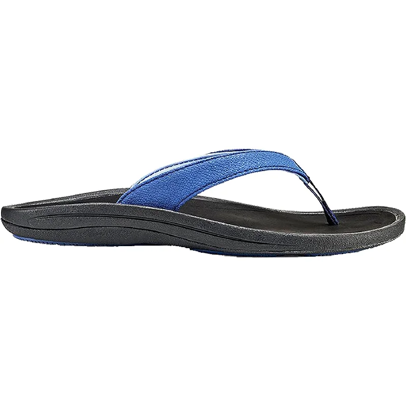 sandals with cushioned footbed for long days -Women's OluKai Kulapa Kai Navy/Black Synthetic