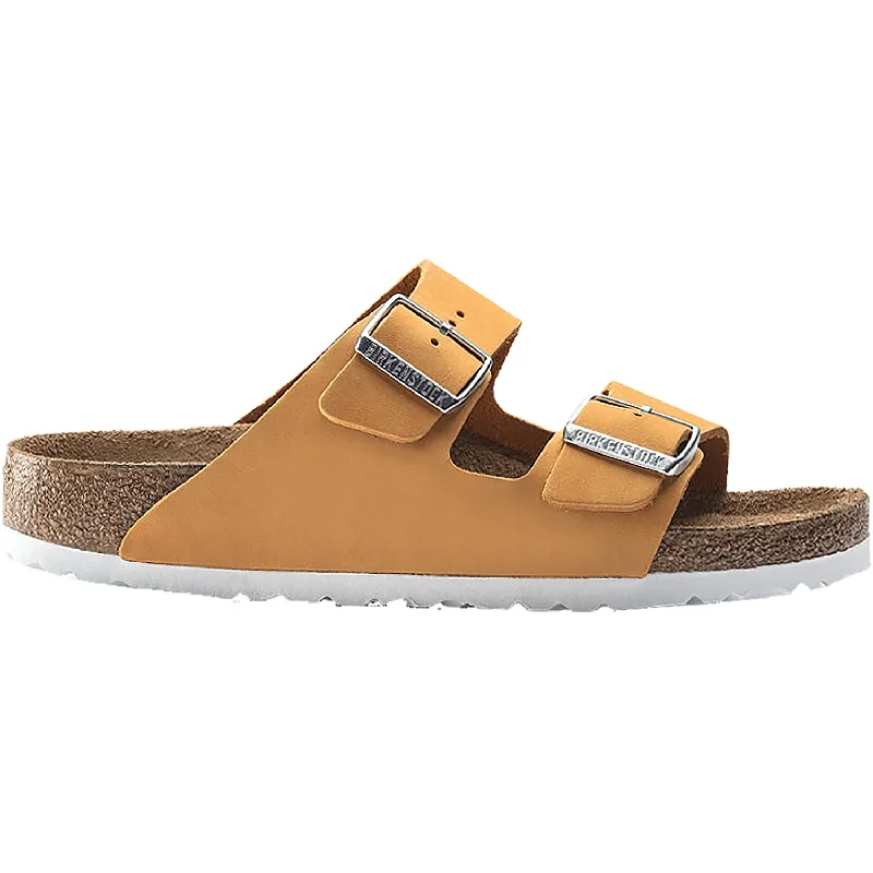 sandals for fashion-forward women -Women's Birkenstock Arizona Soft Footbed Apricot Nubuck