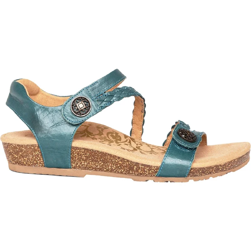 chic sandals with rhinestones for evening wear -Women's Aetrex Jillian Teal Leather