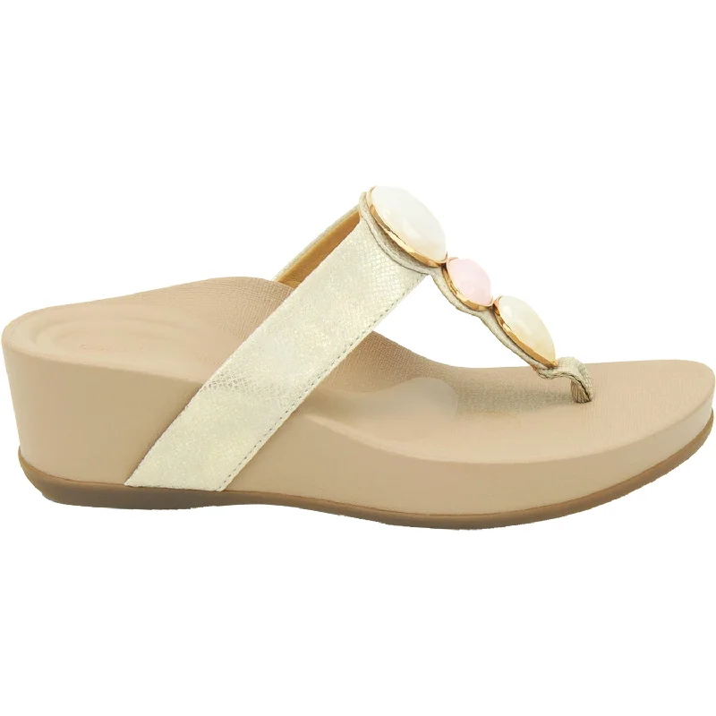 sandals for comfortable walks in tropical heatWomen's Aetrex Alyse Light Gold Leather