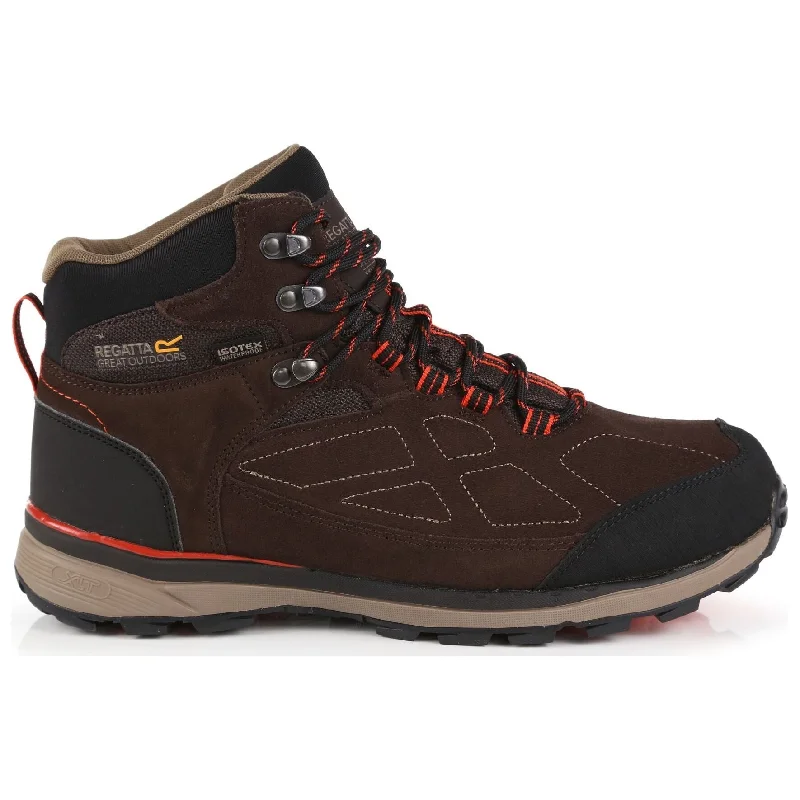 Work boots for women-Regatta Samaris Suede Mid Mens Waterproof Walking Boots - Brown