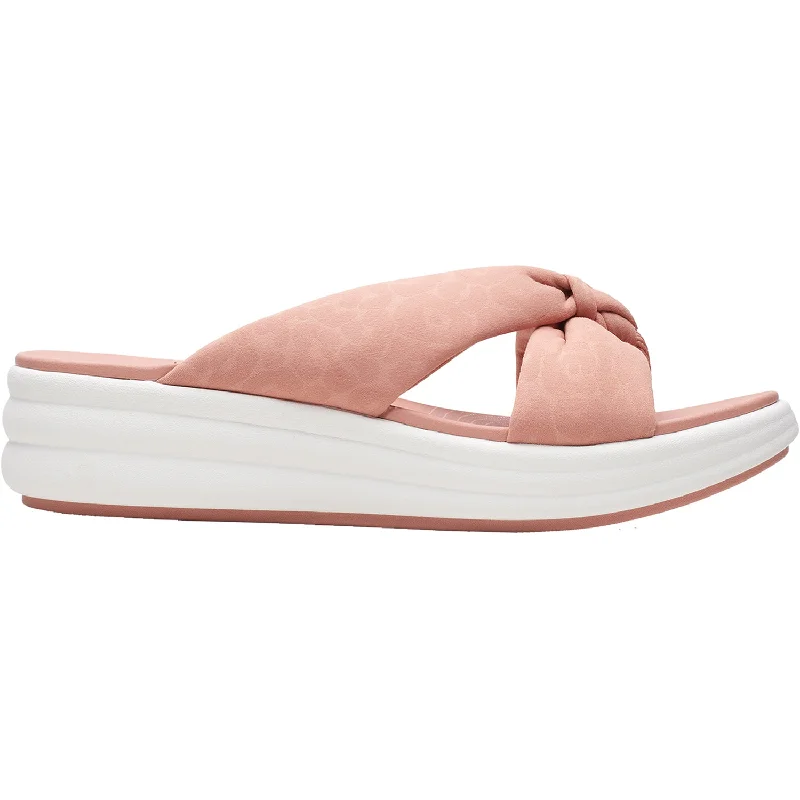 stylish flat sandals for women -Women's Clarks Cloudsteppers Drift Ave Peach Fabric