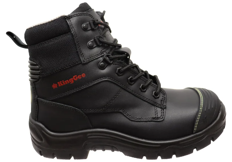 Red boots for women-KingGee Mens Phoenix 6Z Side Zip Safety Work Boots With Scuff Cap