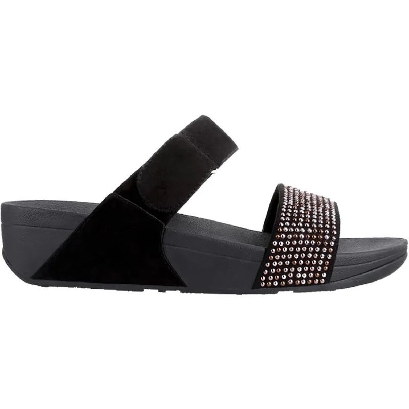 sandals for sightseeing and exploring the cityWomen's Fit Flop Lulu Popstud Slide Black Suede