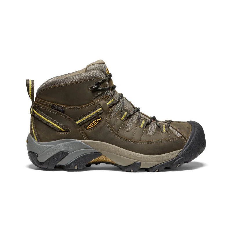 Durable ankle boots for snow hiking-Men's Targhee II Mid Waterproof Hiking Boots  |  Black Olive/Yellow