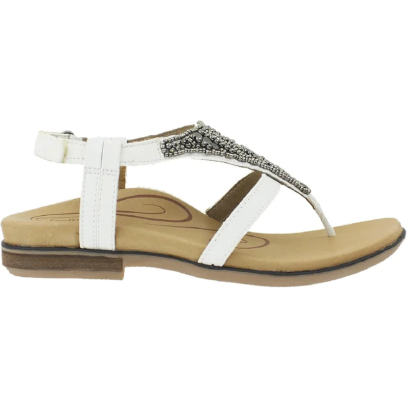 trendy sandals for fashion-forward women -Women's Aetrex Sheila White Leather