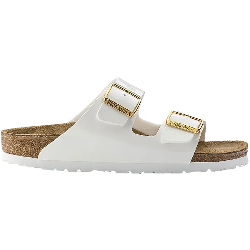 comfortable sandals for daily summer use -Women's Birkenstock Arizona White Patent Leather