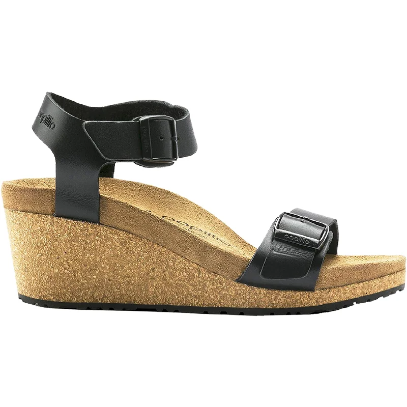 stylish sandals with straps for women -Women's Birkenstock Papillio Soley Black Leather