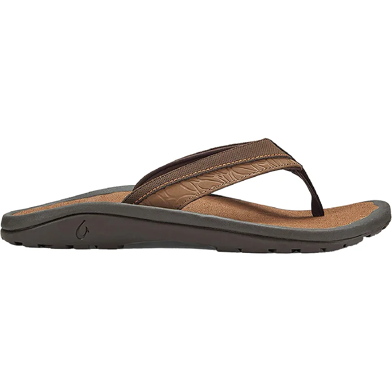 sandals for coastal relaxation and explorationMen's OluKai Ohana Koa Espresso/Molten Orange Synthetic