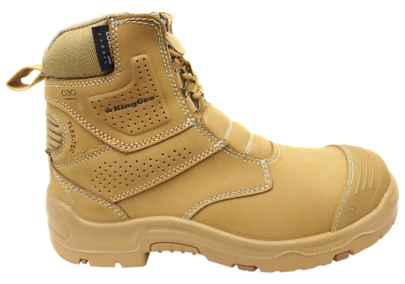 Comfortable ankle boots for snow-KingGee Mens Bennu Pro 6 Comfortable Leather Work Boots Wheat