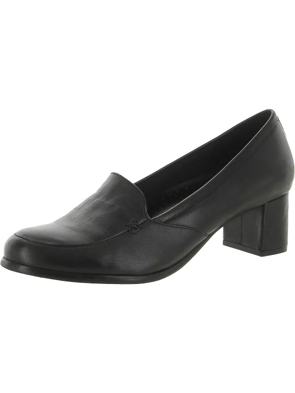 Cassidy Womens Leather Slip on Loafer Heels