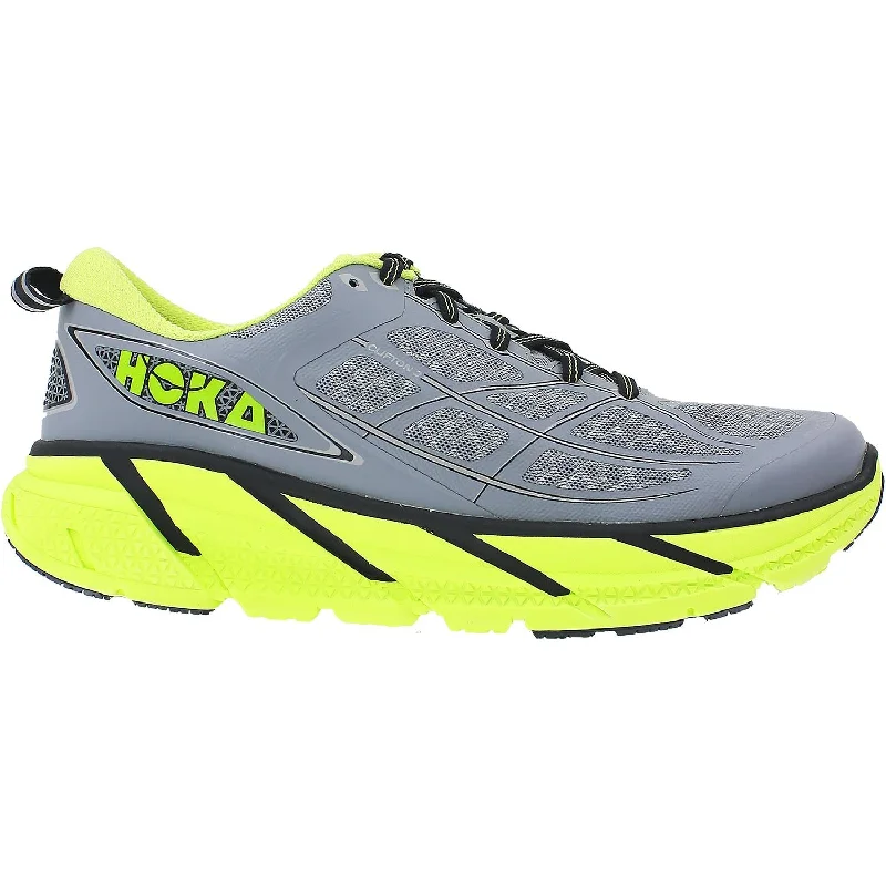 Men's Hoka One One Clifton 2 Grey/Acid Mesh