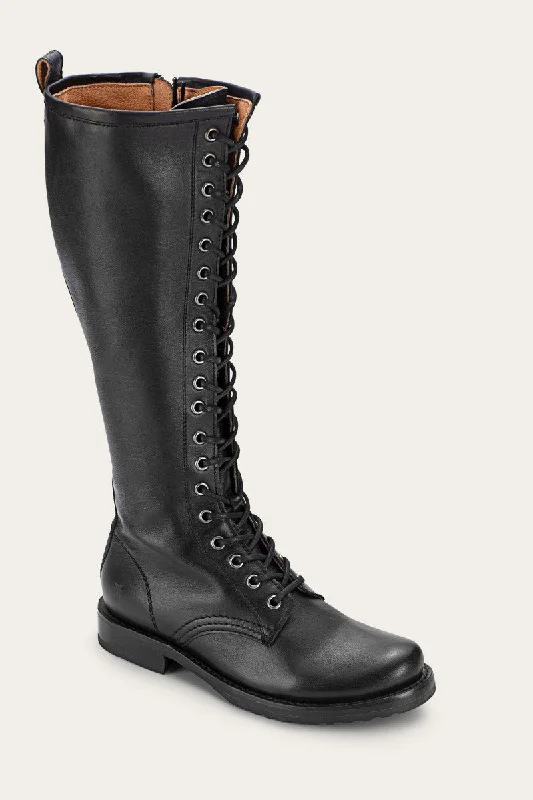 Designer leather boots-Veronica Combat Tall