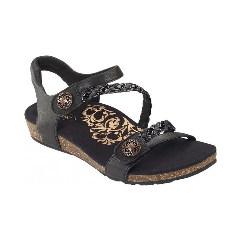 sandals with removable footbed for easy cleaning -Jillian Braided Quarter Strap Black