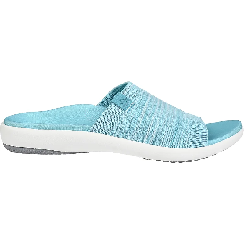 sandals for city strolling in hot weatherWomen's Spenco Astoria Memory Foam Slide Aqua Sea Knit Fabric