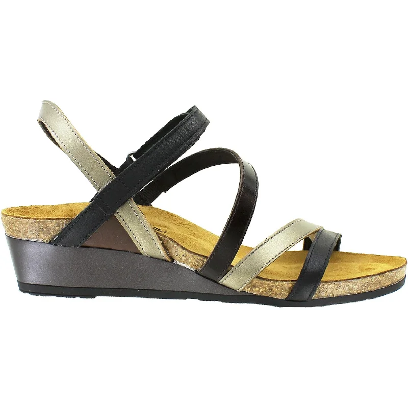 sandals with stylish designs for everyday wear -Women's Naot Hero Black/Pewter/Walnut Leather