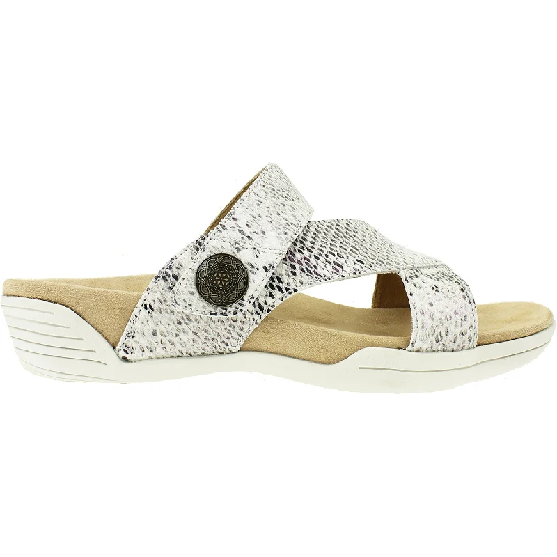 sandals for a comfortable outdoor stroll -Women's Halsa Desiree Beige/Silver Multi Metallic Reptile Leather