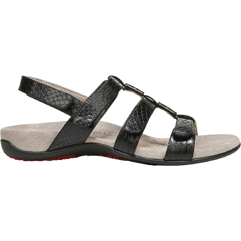 fashion-forward sandals for summer -Women's Vionic Amber Black Snake Synthetic